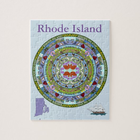 Puzzle de mandala d'état d'Île de Rhode (Vertical)