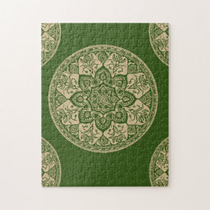 Puzzle de Mandala vert pour une relaxation pleine