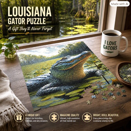 Puzzle de marais avec alligator géant