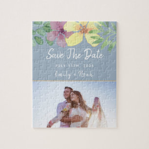 Puzzle de mariage floral "Save The Date"