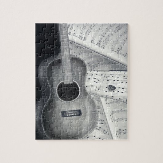 Puzzle de musique de guitare et de feuille (Vertical)