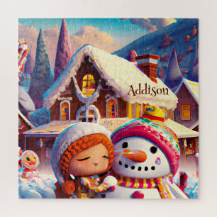 Puzzle de Noël Bonhomme de Neige en Pain d'Épices
