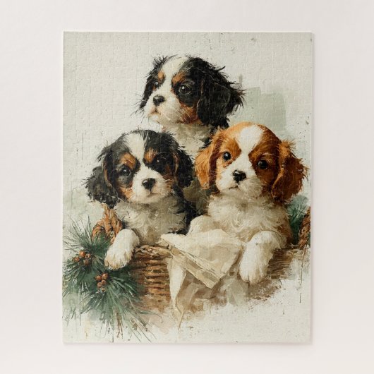 Puzzle de Noël Cavalier King Charles Spaniel (Vertical)