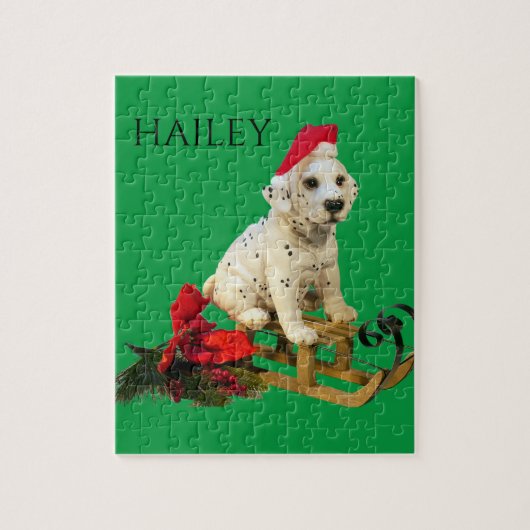 Puzzle de Noël de Dalmation avec le nom de l'enfan (Vertical)