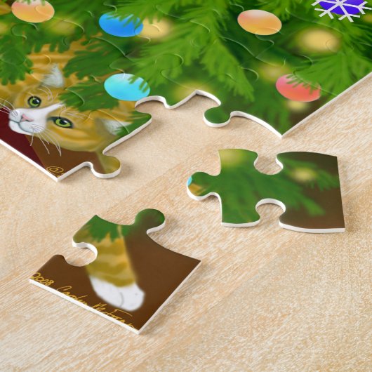 Puzzle de Noël de famille de chat (Côté)