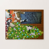 Puzzle de Noël de famille de chat (Horizontal)