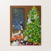Puzzle de Noël de famille de chat (Vertical)