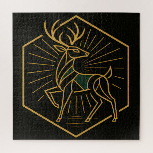 Puzzle de Noël en forme de renne de style Art déco