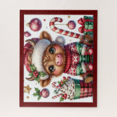 Puzzle de Noël rustique à l'effigie de la vache de (Vertical)