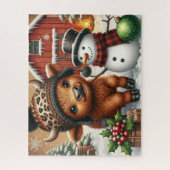 Puzzle de Noël rustique de vache des Highlands (Vertical)