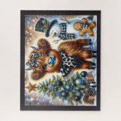 Puzzle de Noël rustique de vache des Highlands (Vertical)