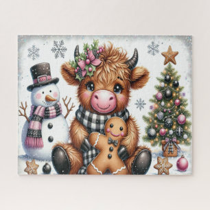 Puzzle de Noël rustique de vache des Highlands