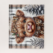 Puzzle de Noël rustique Highland Cow (Vertical)