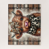 Puzzle de Noël rustique Highland Cow (Vertical)