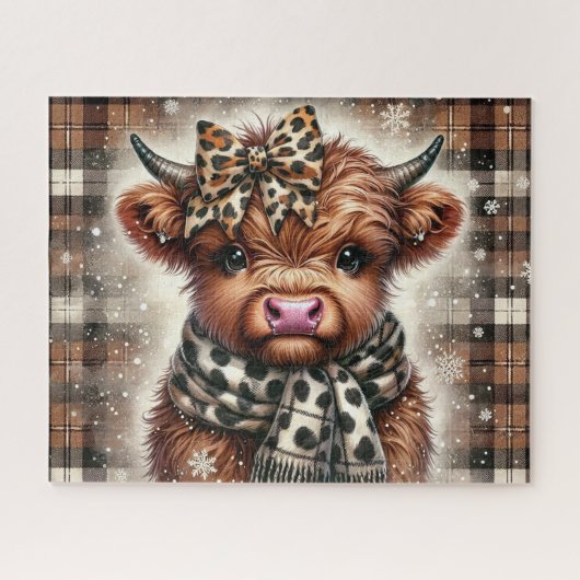 Puzzle de Noël rustique Highland Cow (Horizontal)