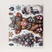 Puzzle de Noël rustique Vache des Highlands (Vertical)