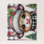 Puzzle de Noël rustique Vache des Highlands (Vertical)