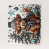 Puzzle de Noël rustique Vache des Highlands (Vertical)