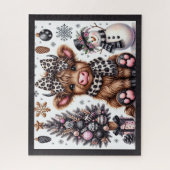 Puzzle de Noël rustique Vache des Highlands (Vertical)