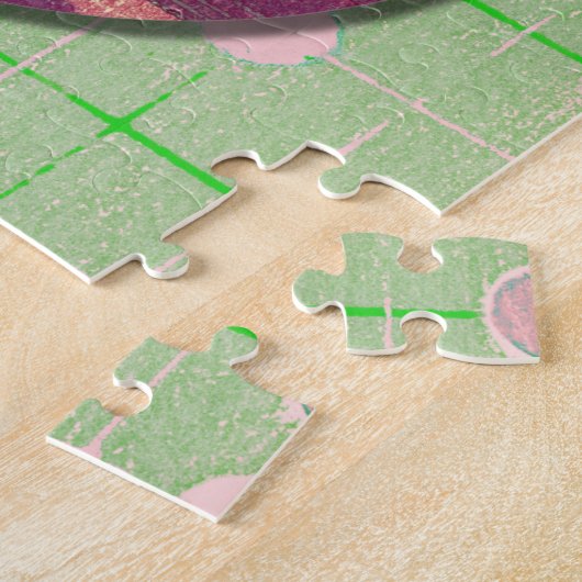 Puzzle de Noël vert violet rétro (Côté)