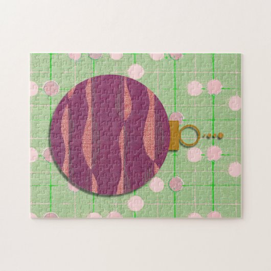Puzzle de Noël vert violet rétro (Horizontal)