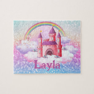 Puzzle de nom d'enfant Château Princesse Personnal