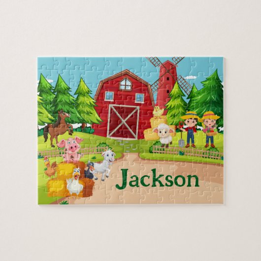 Puzzle de nom d'enfant d'animal de ferme (Horizontal)