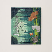 Puzzle de nom d'enfant de forêt personnalisé (Vertical)