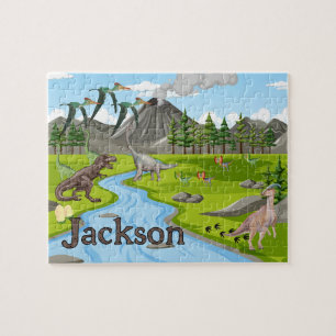 Puzzle de nom d'enfant dinosaure 