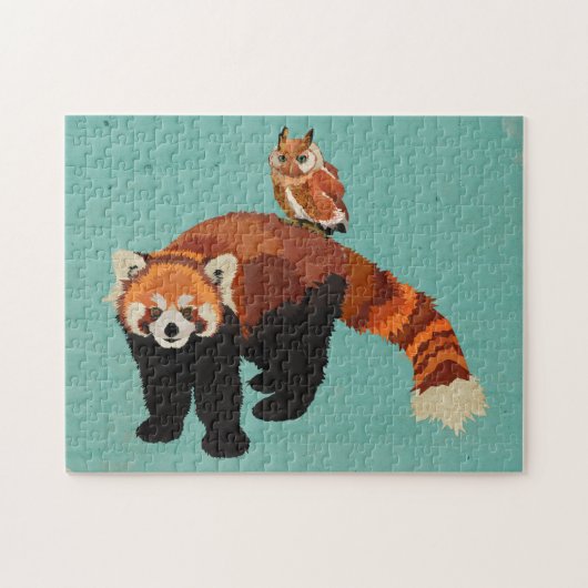 Puzzle de panda rouge et de hibou (Horizontal)