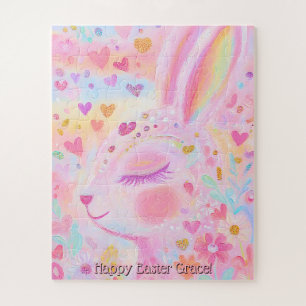 Puzzle de Pâques au lapin aquarelle coloré mignon
