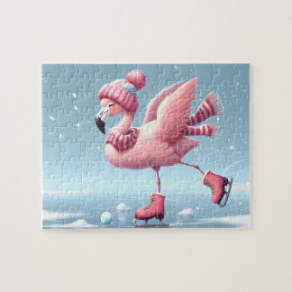 Puzzle de patinage sur glace Flamant rose