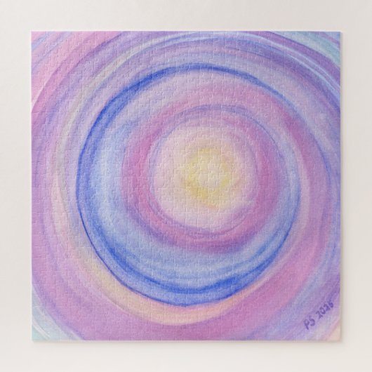 Puzzle de peinture abstraite violette et rose (Vertical)