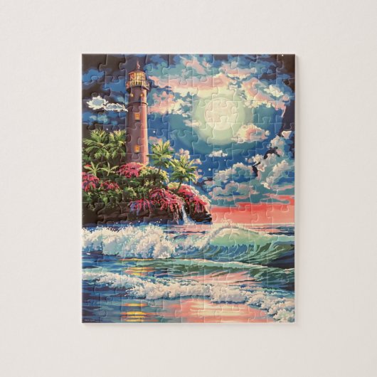 Puzzle de phare Mysical Moonlight peinture (Vertical)
