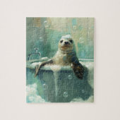 Puzzle de phoque mignon dans un bain moussant (Vertical)