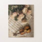 Puzzle de photos de violon, de feuilles et de fleu (Vertical)