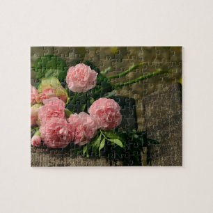 Puzzle De pivoines toujours la vie rose rustique