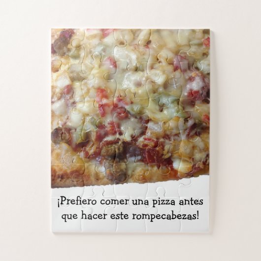 Puzzle de pizza avec citation espagnole (español). (Vertical)