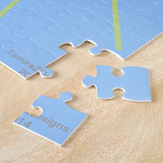 Puzzle de poisson bleu vert bleu souri (Côté)