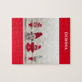 Puzzle de poupées d'hiver avec le nom de l'enfant. (Horizontal)