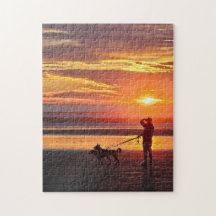 Puzzle de promenade de chien au coucher de soleil