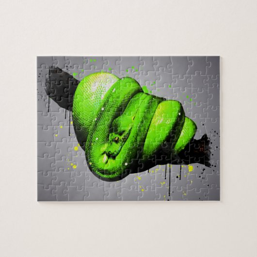 Puzzle de reptile d'aquarelle Python vert (Horizontal)