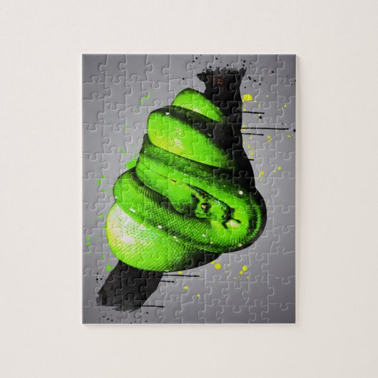 Puzzle de reptile d'aquarelle Python vert (Vertical)