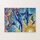 Puzzle De Requin Dur En Mosaïque Vibrante (Horizontal)