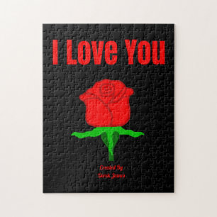 Puzzle de rose rouge je t'aime
