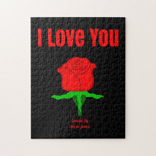 Puzzle de rose rouge je t'aime (Vertical)