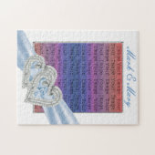 Puzzle de ruban bleu glace Coeurs personnalisés (Horizontal)