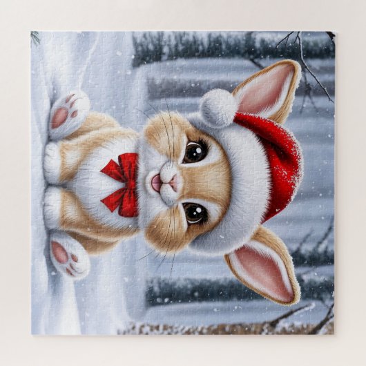 Puzzle de Santa Hat Bunny (Horizontal)