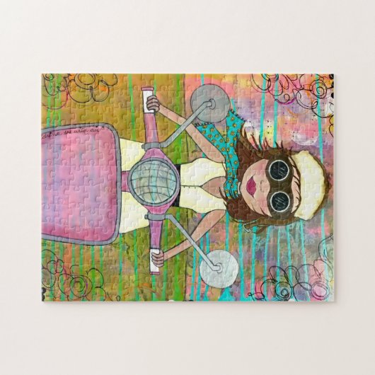 Puzzle de scooter de rose "buvez air sauvage" (Horizontal)