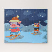 Puzzle de ski de cochon et de renard (Horizontal)